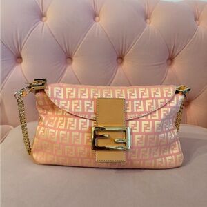 Pre-Loved Fendi Mini Zucchino Canvas Baguette